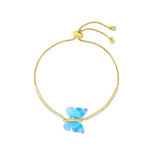 Pulsera con mariposa azul y detalles de zirconias  PL0304