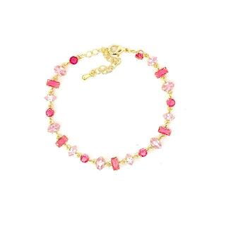 Pulsera con piedras en tonalidades rosas  PL06022
