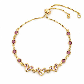 Pulsera de corazones con zirconias moradas PL06019