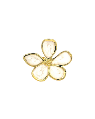 Anillo esmaltado flor beige 5 petalos RA03016