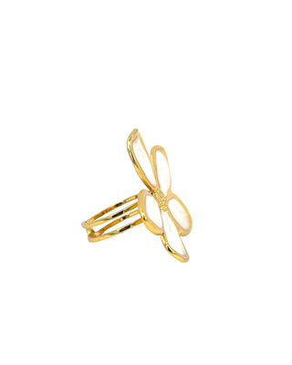 Anillo esmaltado flor beige 5 petalos RA03016