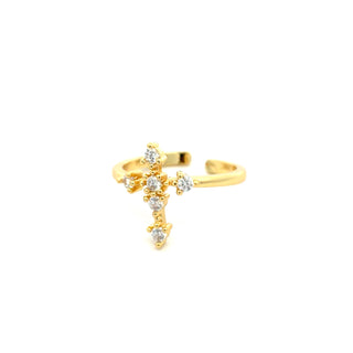 Anillo de cruz religioso con zirconias y detalles finos RA03-018