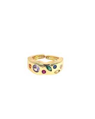 Anillo con piedras irregulares de colores RA04010