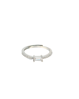 Anillo tipo compromiso plateado zirconia RA04012