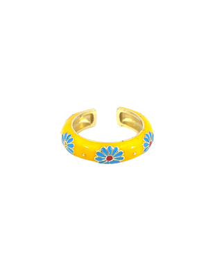 Anillo  5 flores plateado  RA04023