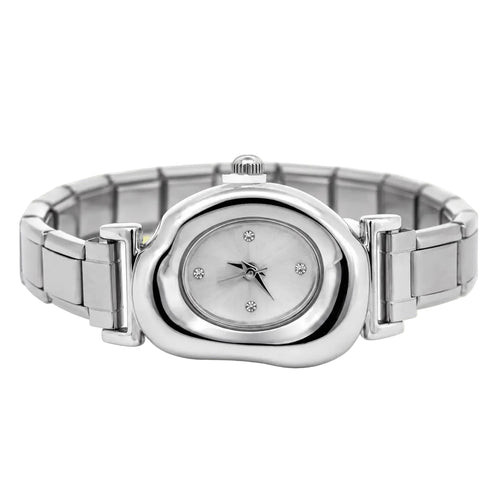 Reloj curveado con 3 ziconias contemporaneo SB16013