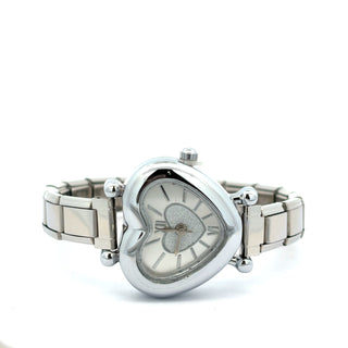 Reloj italiano con forma de corazon detalles al centro con brillo SB16010