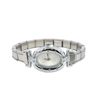 Reloj italiano ovaldo  estilo dona con zirconias  SB1607