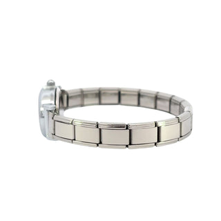 Reloj ovalado blanco minimalista con 3  zirconias SB1606