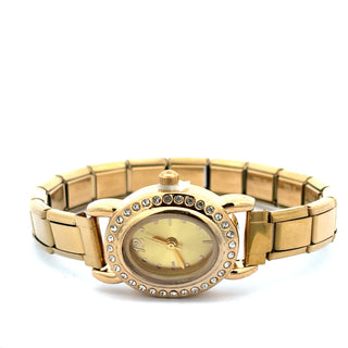 Reloj ovalado sutil  con zirconias al rededor SB1906