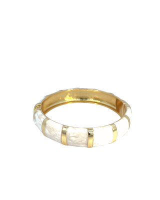Brazalete esmaltado beige lineas rectas SB12001