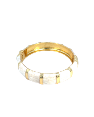 Brazalete esmaltado beige lineas rectas SB12001