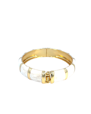 Brazalete esmaltado beige lineas rectas SB12001