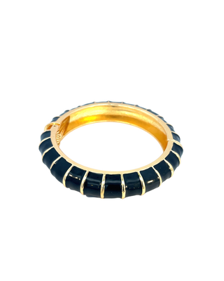 Brazalete esmaltado negro lineas rectas  SB12005