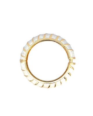 Brazalete esmaltado beige lineas diagonales SB12006