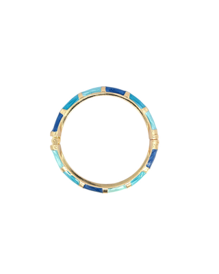 Brazalete esmaltado multicolor (azul cielo, marino y aqua) lineas rectas SB12004