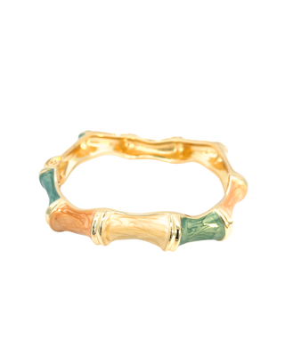 Brazalete esmaltado con torcido irregular multicolor (Verde, naranja, beige)  SB12010