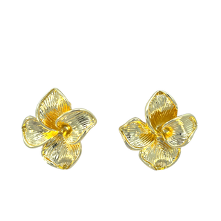 Arete dorado chunky flor 4 petalos SE09006