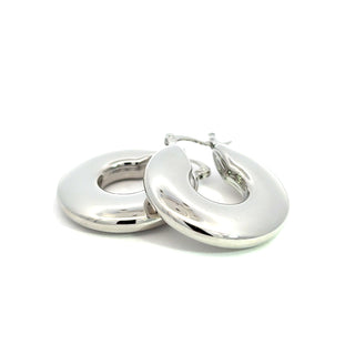 Arracada plateada chunky ovalada SE15001