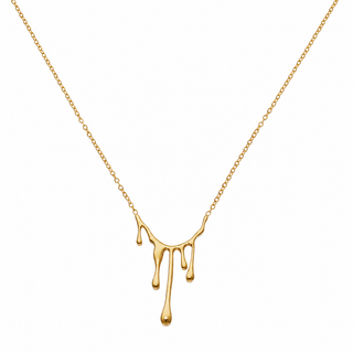 Collar dorado con un colgante de efecto goteo SN06014