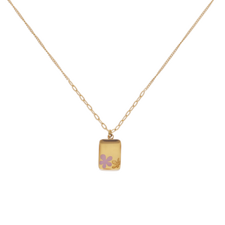 Dije rectangular con forma de flores SN07024