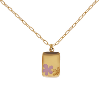Dije rectangular con forma de flores SN07024