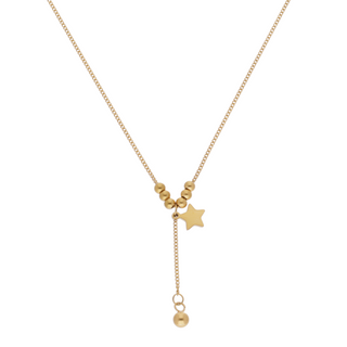 Collar dorado con diseño tipo corbata con una estrella SN07029