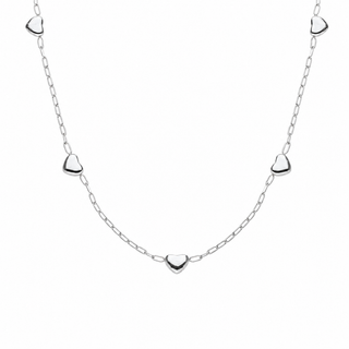 Collar plateado con corazones lisos SN0707