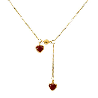 Collar de estilo corbatero con colgantes de corazón SN0801