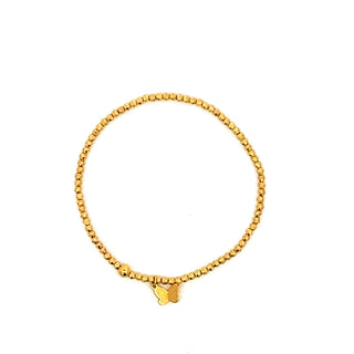 Pulsera de esferas doradas con un dije de mariposa SP14010
