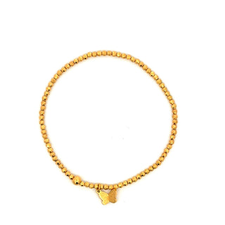 Pulsera de esferas doradas con un dije de mariposa SP14010