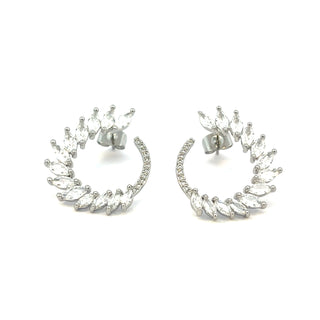 Arete contorno de gota cristales plateado ER09003