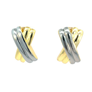 Arete cruz doble bicolor ER09004