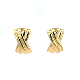 Arete cruz doble dorado ER05013