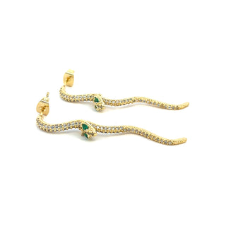 Arete largo vibora con zirconias dorado ER11005