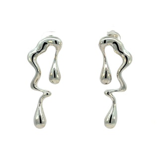 Arete largo de gota derretida plateado ER04003