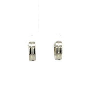 Huggie pequeña doble acero plateado SH02008