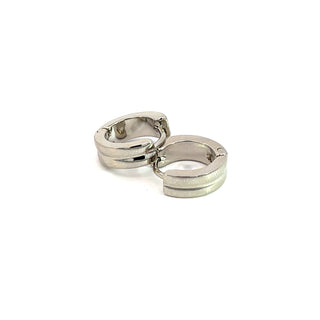 Huggie pequeña doble acero plateado SH02008