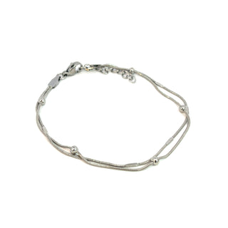 Pulsera acero doble lisa y con bolitas SP07003