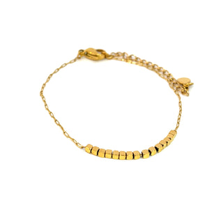 Pulsera triple planchada y tira con bolitas SP09003