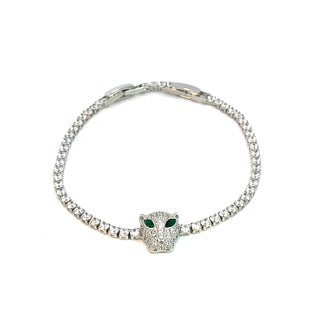 pulsera con brillos de pantera plateadab PL04007