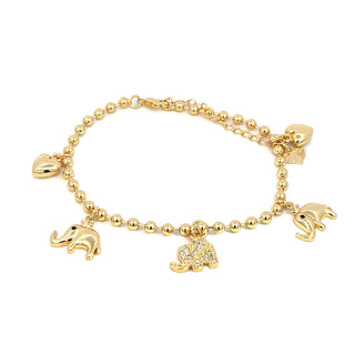 Pulsera de bolas con dijes de elefantes PL04011