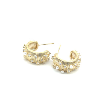 Arete curly con piedra y perla ER09021
