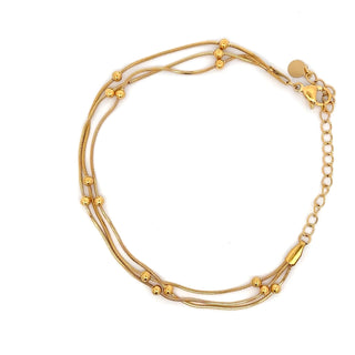 Pulsera triple dorada con esferas pequeñas SP1003