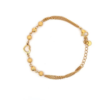 Pulsera dorada con esferas y un corazon central SP1005
