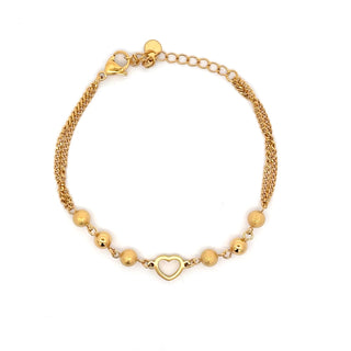 Pulsera dorada con esferas y un corazon central SP1005