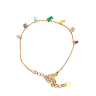 Pulsera dorada con piedras de colores SP1007