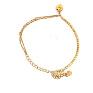 Pulsera doble con dije principal de corazon SP1203