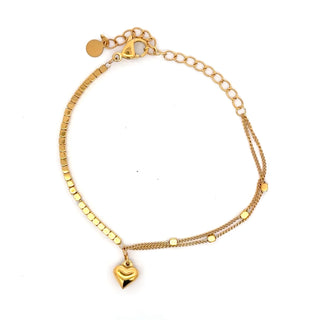 Pulsera doble con dije principal de corazon SP1203