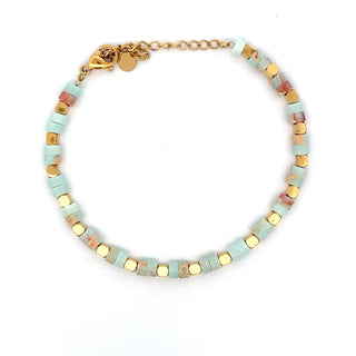 Pulsera minimalista  con piedras sutiles color verde agua SP1801